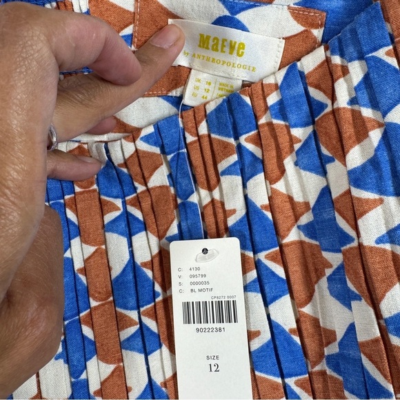 Maeve by Anthropologie Geometric Print Linen Blend Swim Dress Size 12 - Picture 11 of 14